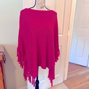 Chico's Vibrant Fuscia Fringe Poncho